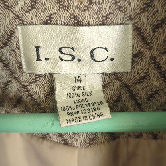 Silk Zip Front Blazer With Fringe Diamond Print Women's Size 14* - Picture 2 of 10